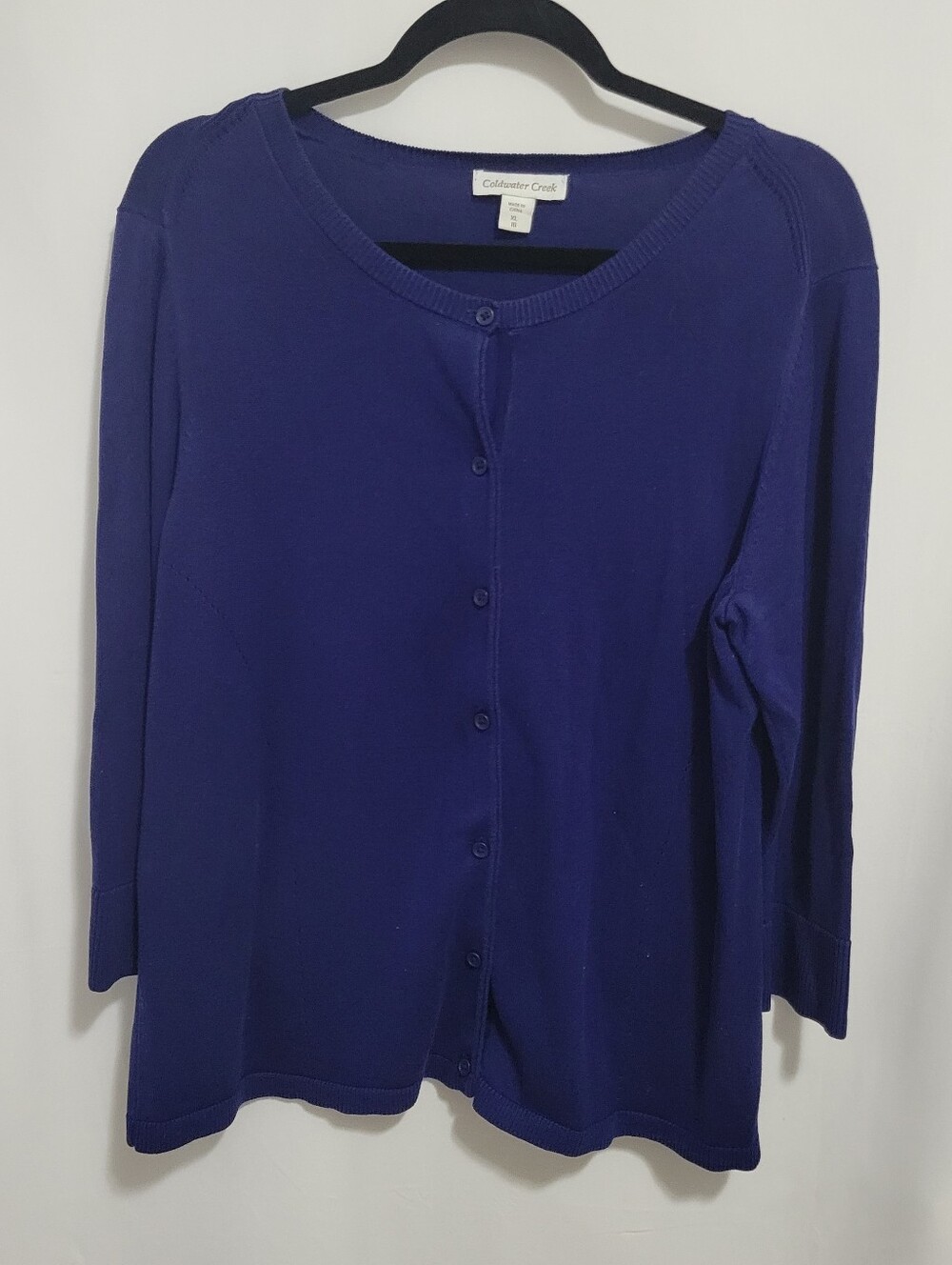 Coldwater Creek Royal Blue Button Front Cardigan, Size XL. Silk Blend